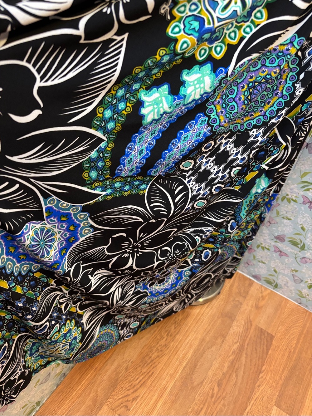 RN Studio By Ronnie Nicole embellished beaded black and teal floral maxi Size 14 - Picture 11 of 17